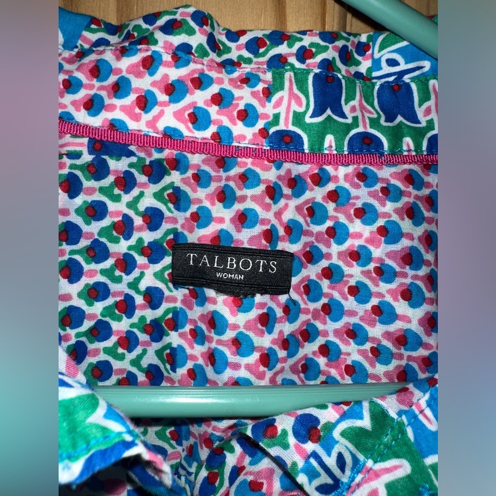 Talbots Patchwork Floral Button Down Size Large - image 2